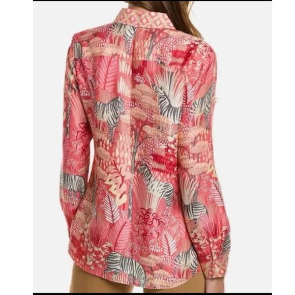 J McLaughlin Darcey Silk Viscose Button Up Shirt Animal Print Sz XS Zebra - Picture 4 of 11
